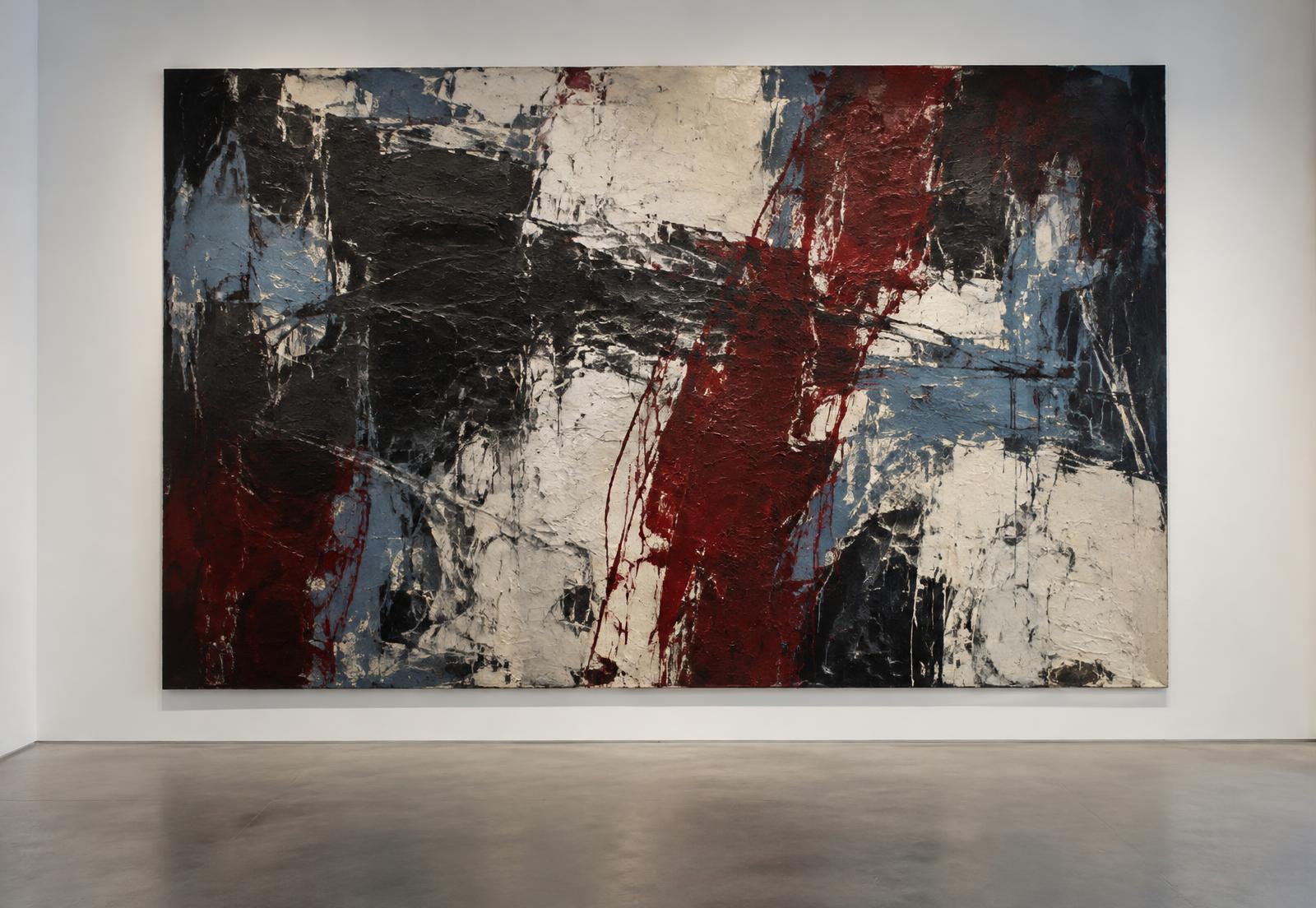 Fault Lines No. 7, a large abstract painting in the gallery